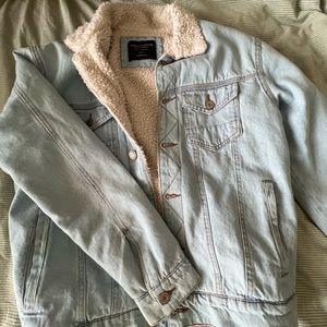 Sherpa lined soft denim jacket